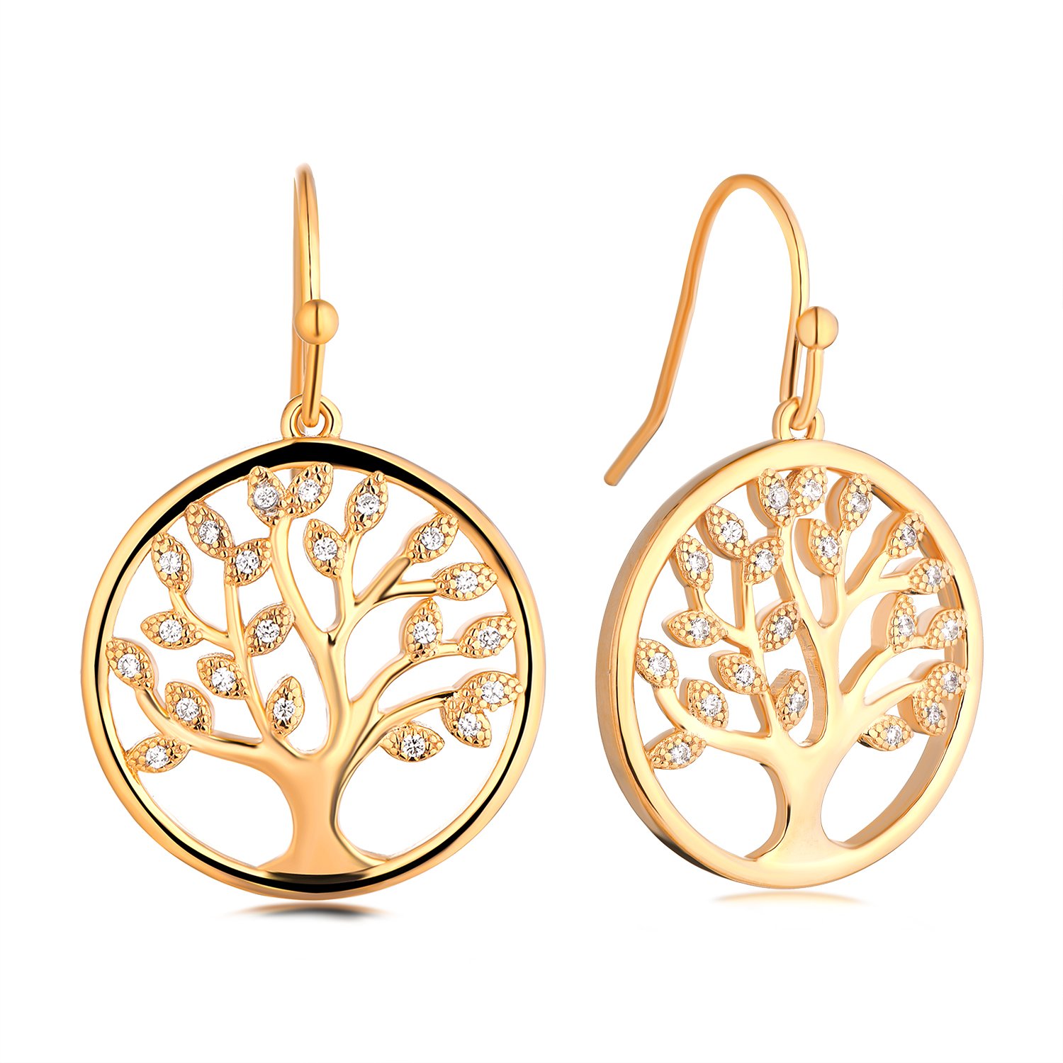 jo wisdom 树状耳环 925 纯银方晶锆石家庭生命树吊坠和耳坠